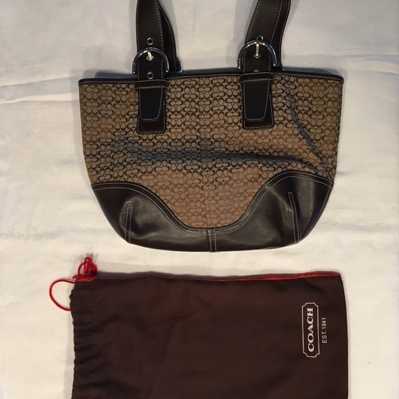 Authentic Coach purse brown and tan Leather - Picture 2 of 5